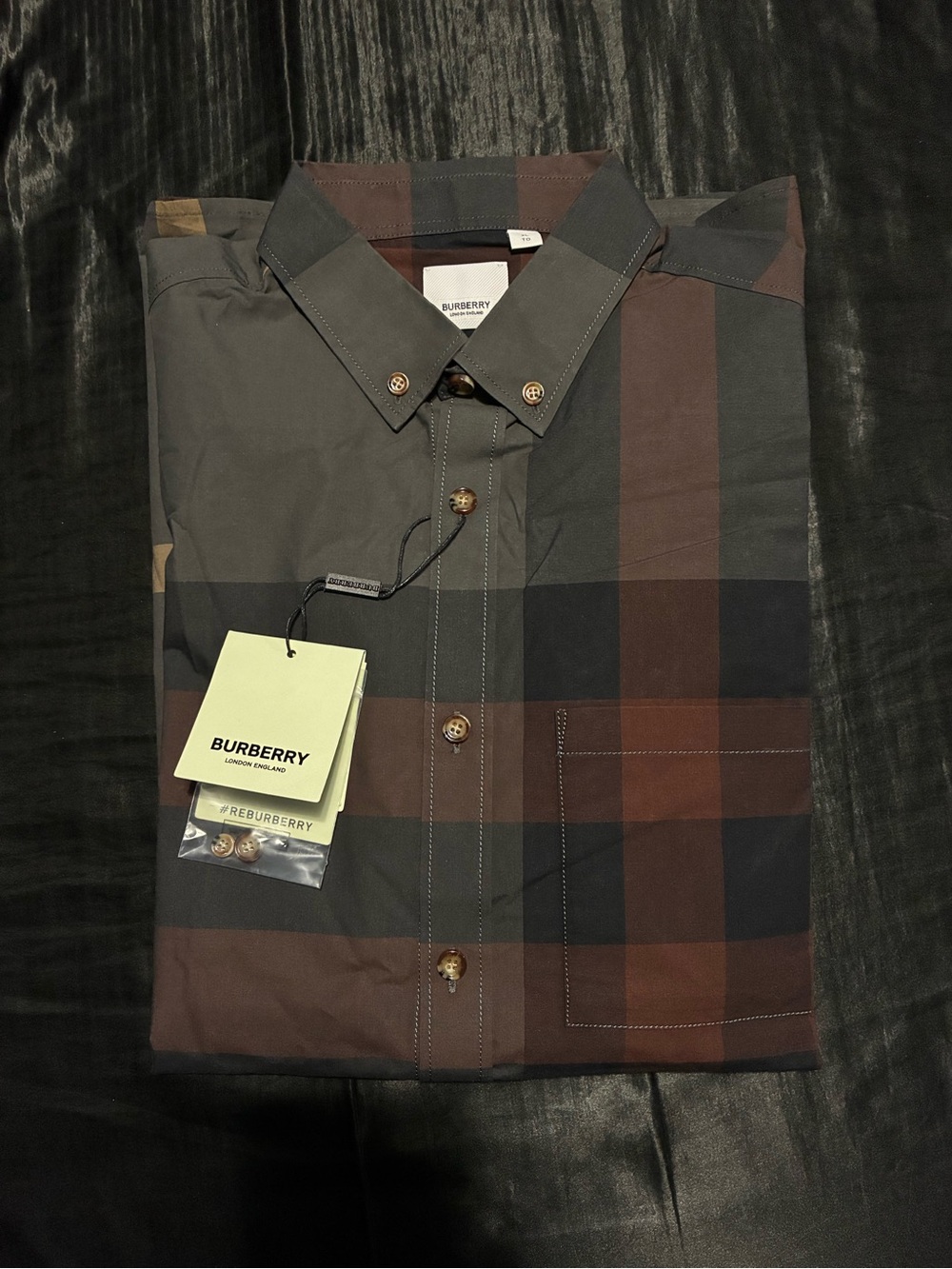 Burberry Men’s Check Button-Down Shirt in Brown and Black